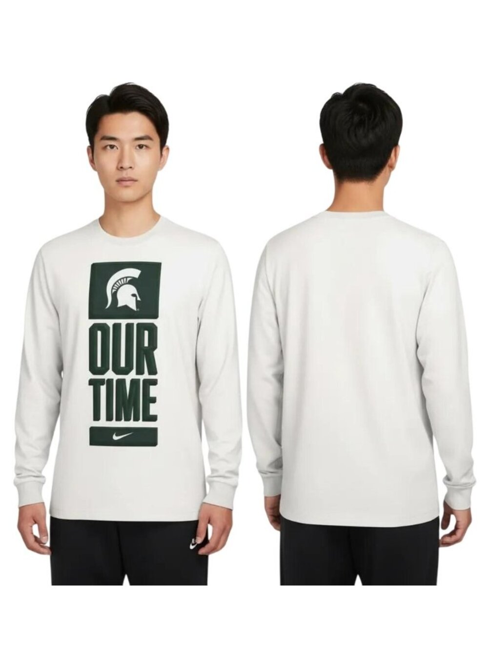 Nike Men's White Michigan State OUR TIME Dri-Fit Bench Long Sleeve Tee Small NWT